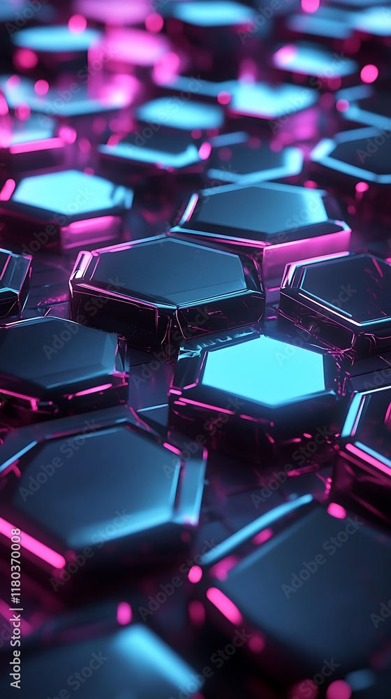 Poster abstract geometric background with intricate hexagonal patterns in green and pink for a modern desig