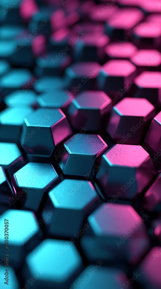 Poster Abstract Geometric Background with Intricate Hexagonal Patterns in Green and Pink for a Modern Design