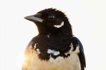 A black and white bird perched on a rocky outcropping