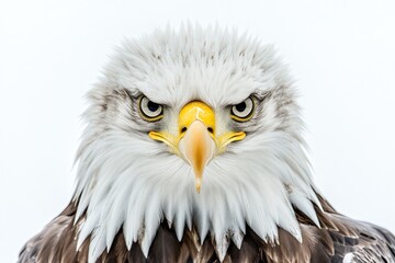 Obraz premium A detailed shot of a bald eagle's facial features, suitable for wildlife or nature-themed projects