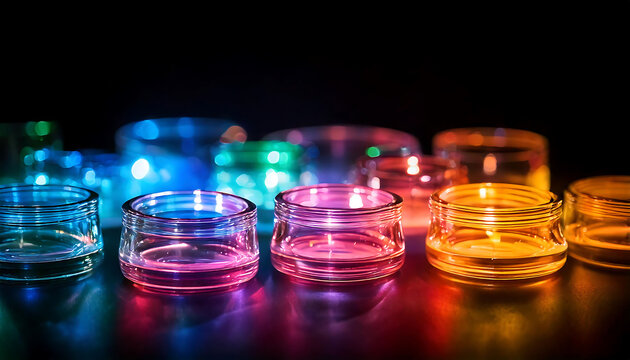 Vibrant, colorful candles illuminate a dark background.  Perfect for relaxation, spa, or meditation themes.  High-quality image with rich colors and bokeh effect.