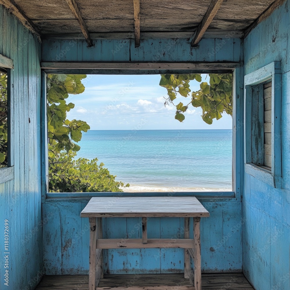 Poster a simple table sits near a window with natural light