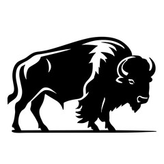 Bison silhouette background images American bison black animal white background silhouette icon, vector illustration 