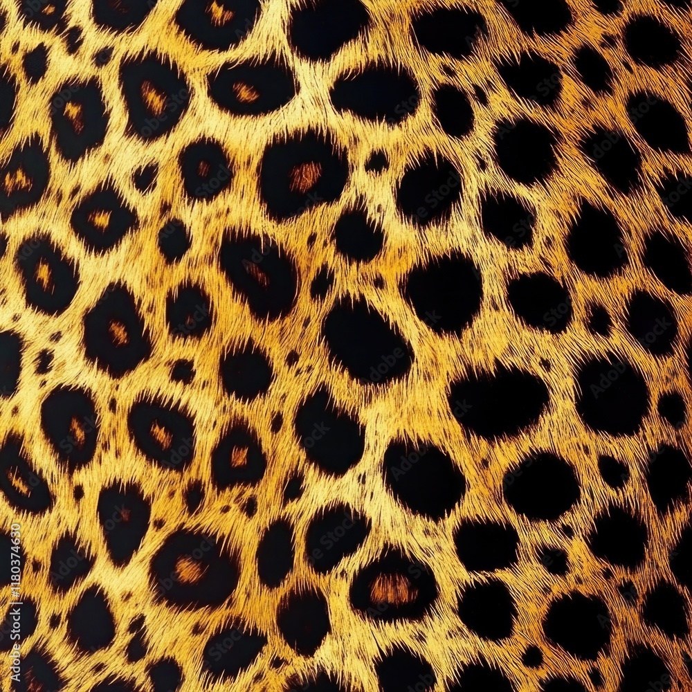 Poster A close-up shot of leopard print fabric with intricate patterns and texture