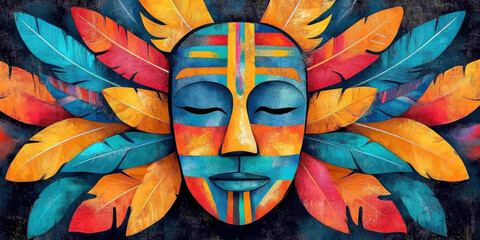 Papua New Guinea art, A vibrant PNG image depicting traditional Papua New Guinean culture, showcasing rich colors and details with high fidelity, suitable for stock image use.