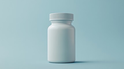 Blank medicine bottle mockup on blue background