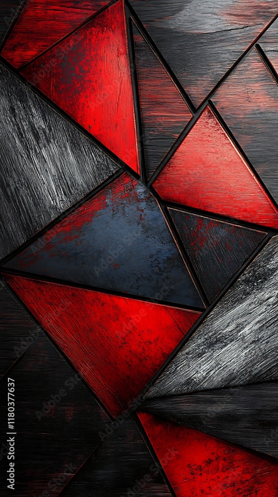 Aufkleber abstract geometric background featuring triangular patterns in bold red and black for modern design 