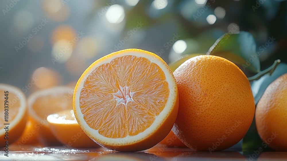 Poster Fresh oranges arranged neatly on a table