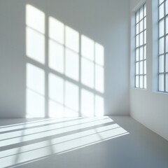 A simple white room with a window and floor, ideal for interior design or minimalist themes