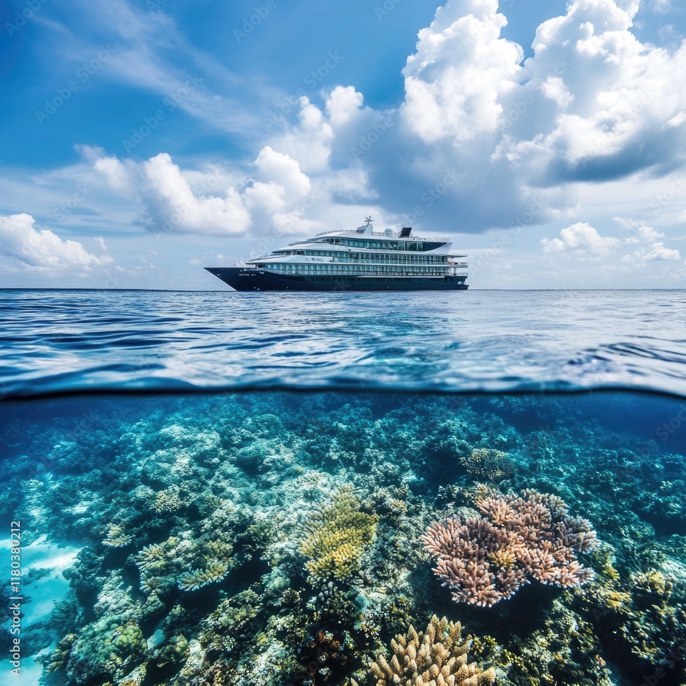 Aufkleber a large cruise ship sailing through calm waters of the open ocean