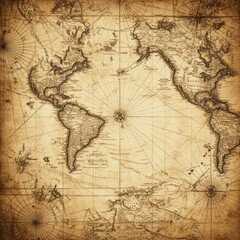 Fototapeta premium A worn-out map of the world on a piece of paper, suitable for historical or educational purposes
