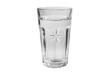 Vintage embossed patterned glass crystal tumbler. Glass tumbler on transparent background for copy paste. Generated with AI.
