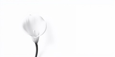 Single White Calla Lily on Minimalist White Background