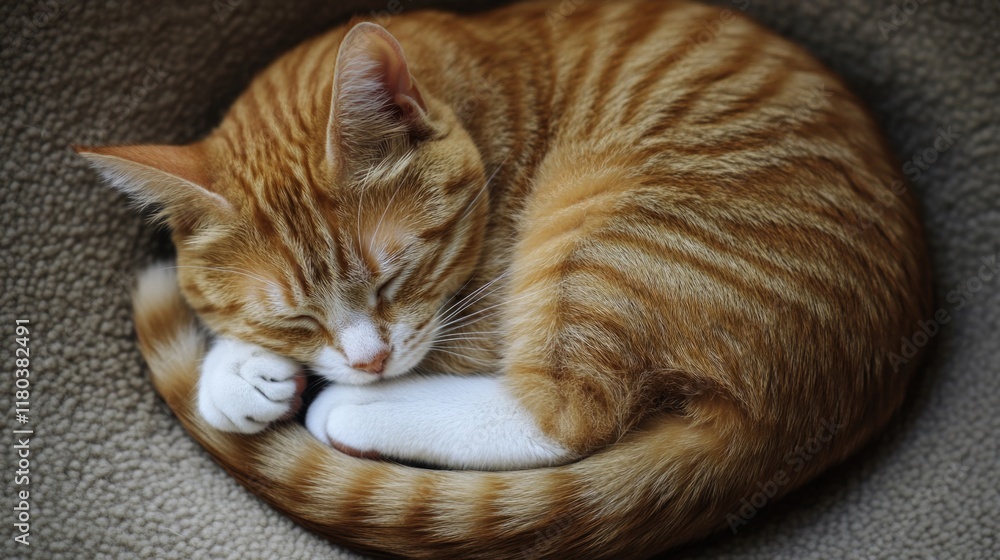 Poster a cat resting peacefully on a soft carpet