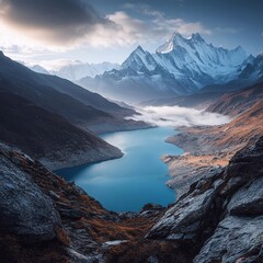 lake in winter  Everest