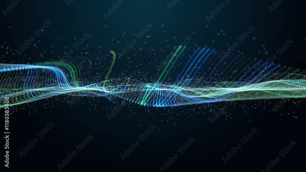Aufkleber fantastic eco video animation with particle wave object in slow motion, 4096x2304 loop 4k