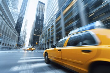 Dynamic city taxi traffic on busy urban streets at high speed