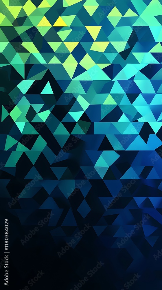 Poster abstract geometric background featuring triangular patterns in neon green and black, perfect for mod