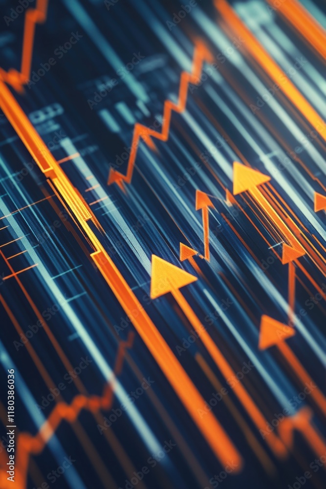 Poster A close-up view of a colorful stock chart displaying financial data