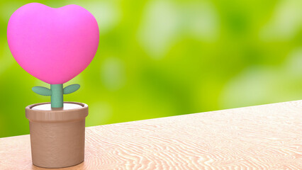 The Heart in Plant for love or Valentine concept 3d rendering.