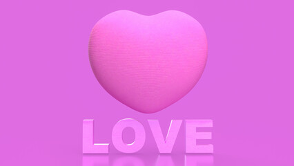 The Hearth and love text for valentine or wedding concept 3d rendering..