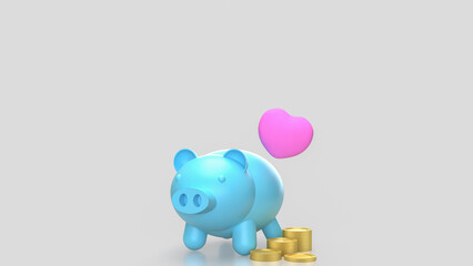 The Piggy Bank and Heart for Saving or earn concept 3d Rendering.