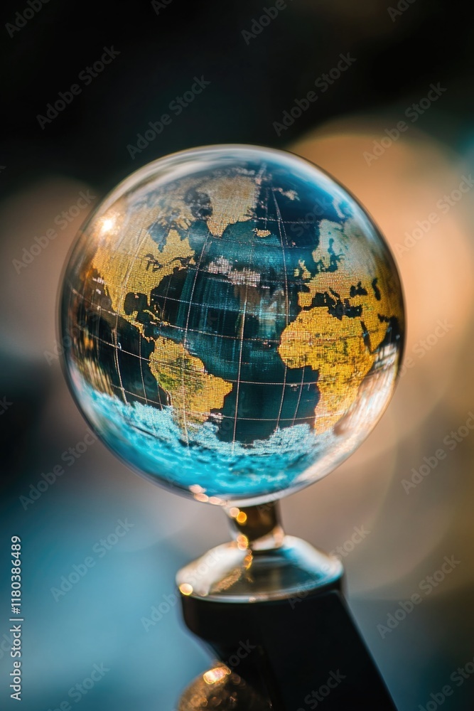 Poster A close-up view of a globe on a stand, ideal for use in educational or professional settings