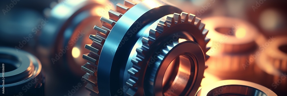 Poster complex gears and mechanisms showcase intricate machinery craftsmanship. generative ai