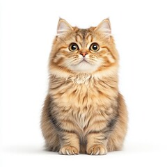 Obraz premium A fluffy and curious Ragamuffin cat sits innocently, showcasing its playful nature and adorable features.