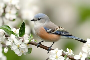 A small bird perched on a branch of a tree, possibly singing or resting