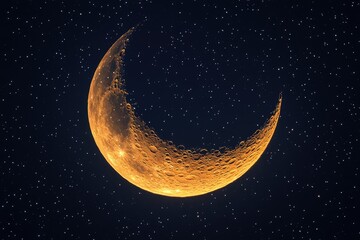 Fototapeta premium A serene image of a half moon shining bright in the night sky surrounded by twinkling stars