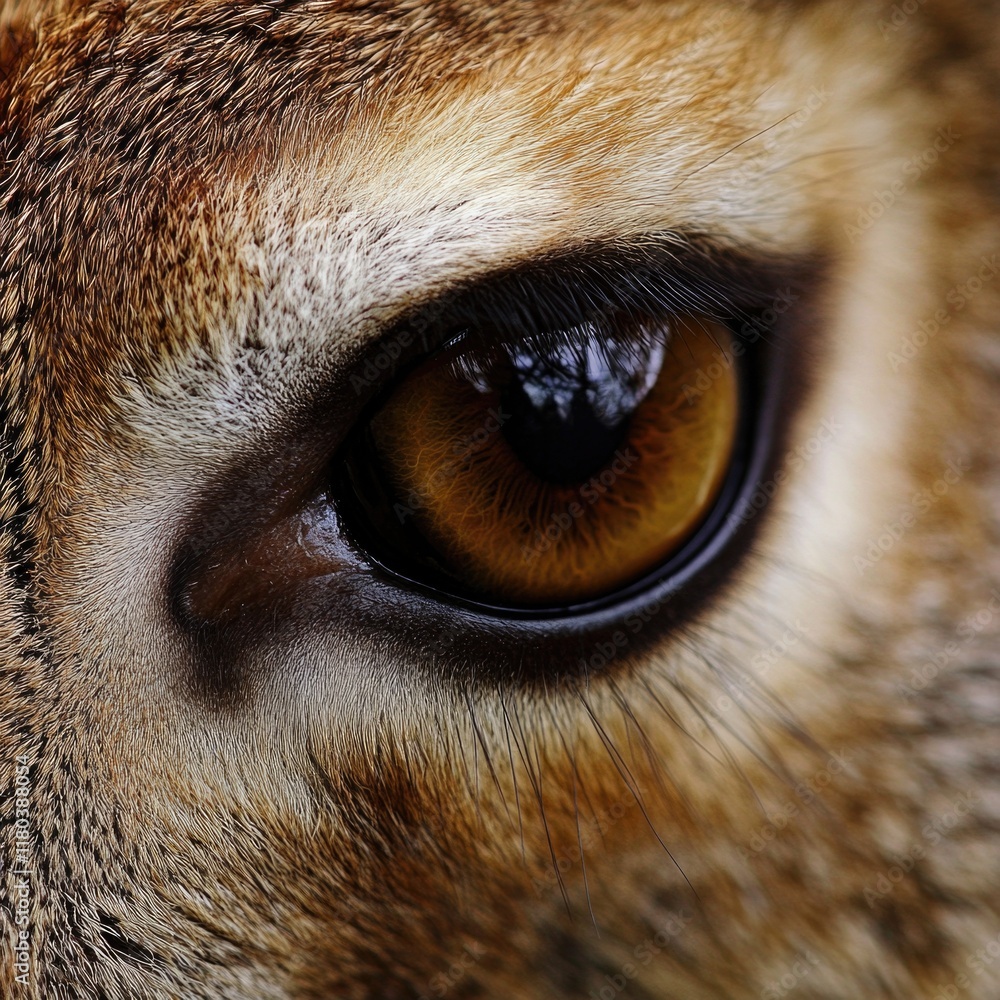 Poster A close-up view of a giraffe's eye, showing its unique features and markings