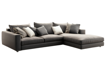 A grey sofa set isolated on white background