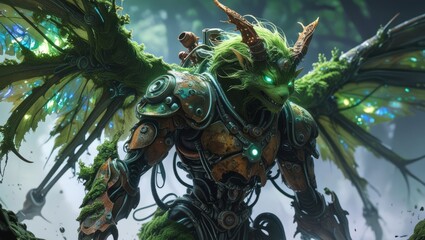 green eyed dragon statue in the forest