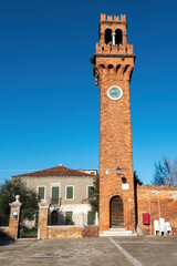 Cloister of the ancient Civic Tower, or the Clock Tower, on the Island of Murano, is designed in a...