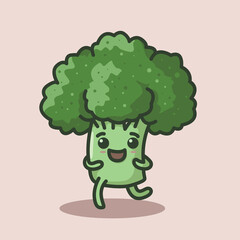 Adorable Cute Broccoli Vegetable Character Illustration