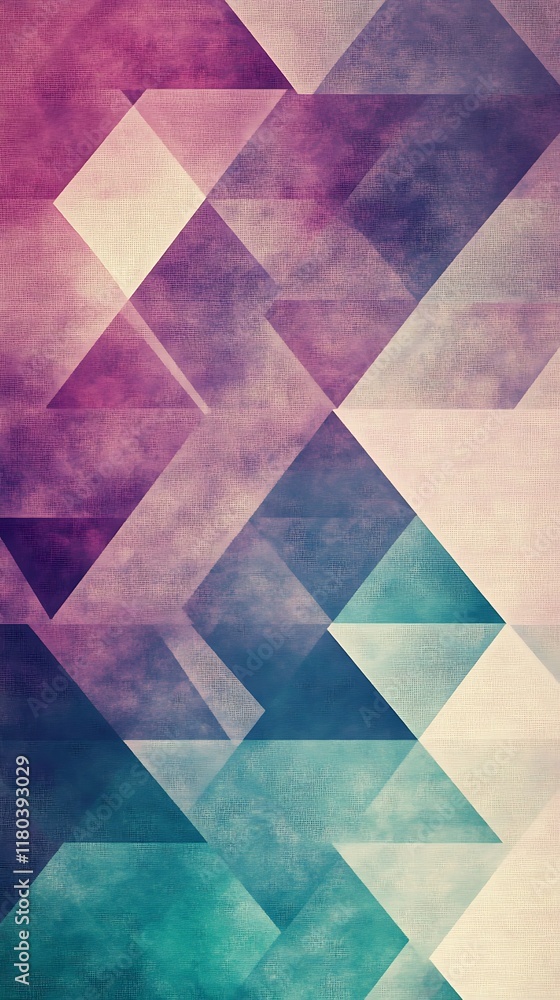 Poster rustic green and purple triangular shapes on a geometric abstract background with elegant and bold d