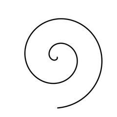 Thin black spiral symbol. Simple flat vector design element.