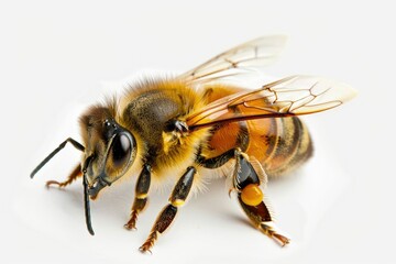 Cute Honey Bee Animal Nature Concept Isolated on White Background Bee Mascot