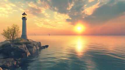 Serene Ocean Sunset with Soft Pastel Colors