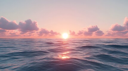 Obraz premium Serene Ocean Sunset with Soft Pastel Colors