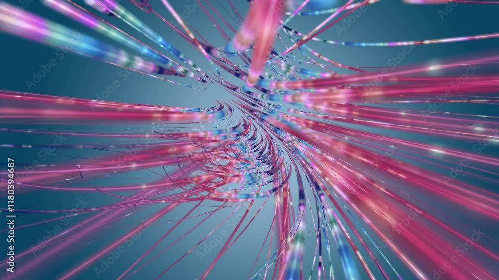 Poster fantastic video animation with stripe wave object in slow motion, 4096x2304 loop 4k