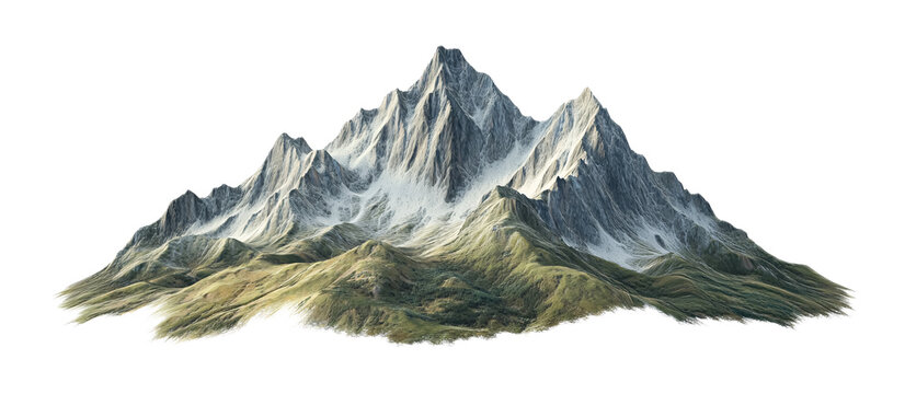 Detailed Mountain Map for Navigation Isolated on White Background