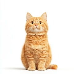 Obraz premium Adorable, fluffy Skookum cat with bright eyes, sitting calmly against a white background, perfect for pet lovers or animal enthusiasts.