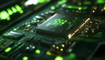 A close-up of a gaming laptop with an NVIDIA AI chip inside, running a high-end game with realistic graphics, demonstrating the power of AI in enhancing gaming experiences