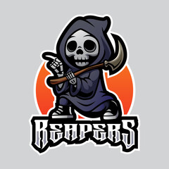Cute grim reapers mascot t shirt illustration design