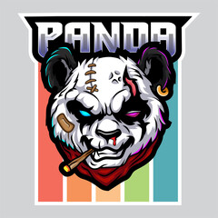 angry panda head gangster mascot t shirt illustration design © REYYARTS