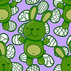 Spring animals seamless rabbit and easter eggs pattern for wrapping paper