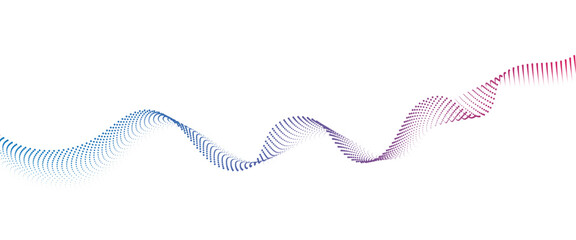 Flowing Dot Wave halftone gradient pattern on transparent background	