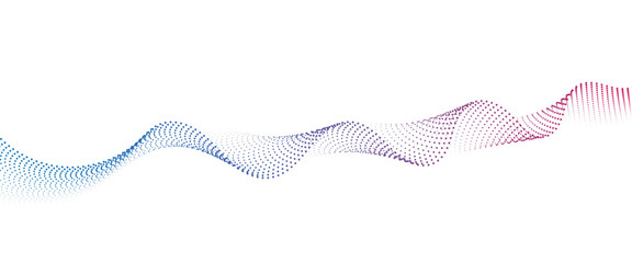 Flowing Dot Wave halftone gradient pattern on transparent background	